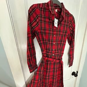 J. Crew Red Plaid Shirtdress